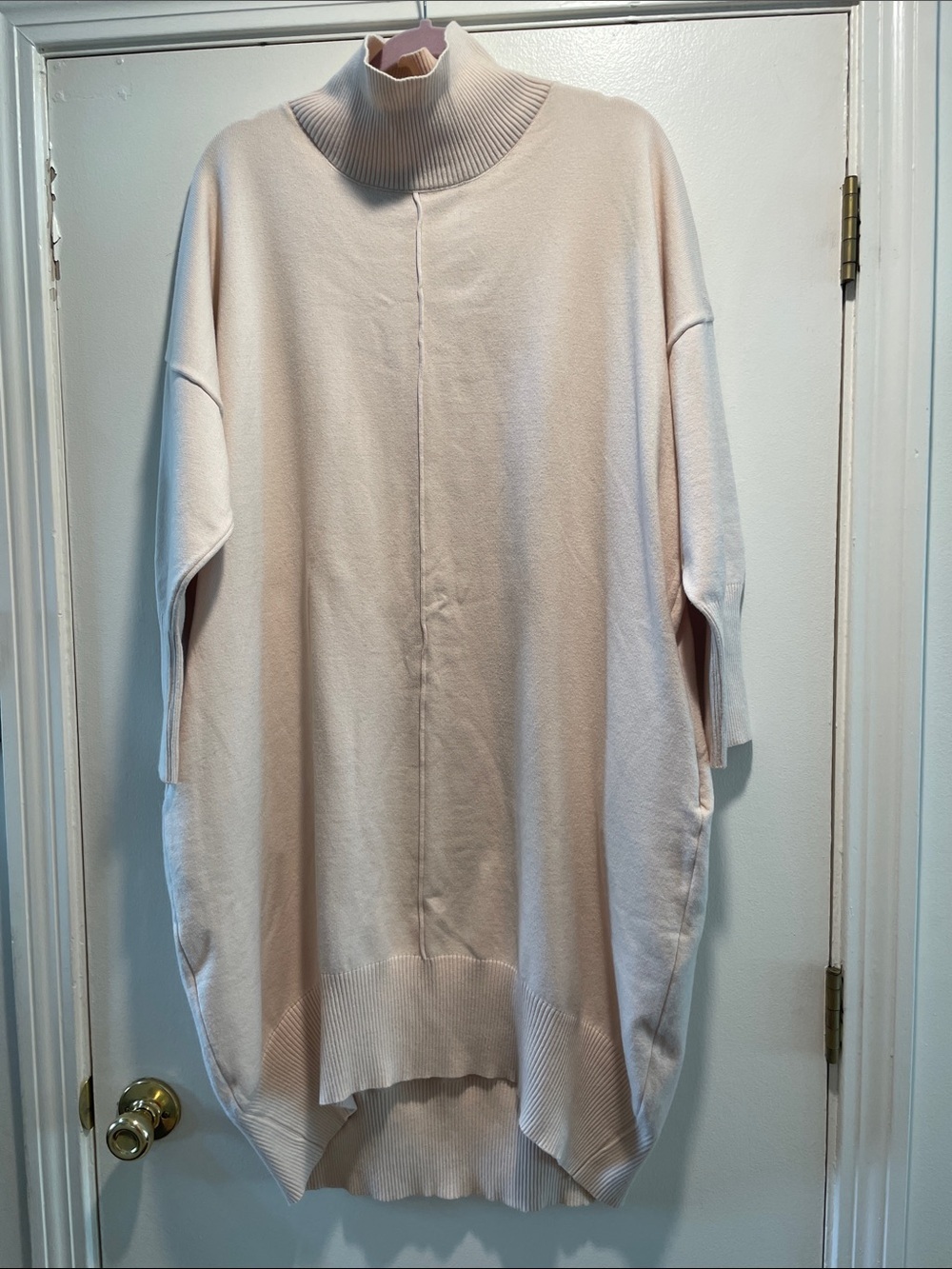Kate Hewko Oversized Balloon Sleeve Fine Gauze Knit Cocoon Sweater Dress Tunic